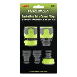 Flexzilla Garden Hose Quick-Connect Fitting Coupler & Plug Kit, ZillaGreen, 5-Piece, HFZGAK14 -Lawn & Garden Store sftp a s assets20220502000000032