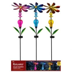 Alpine Solar Bejeweled Spinning Floral Stake, Assorted Colors, LJJ1120A
