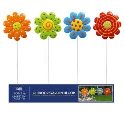 Alpine Colorful Metal Flower Pot Stickers, Assorted Colors, QEL386ABB-S