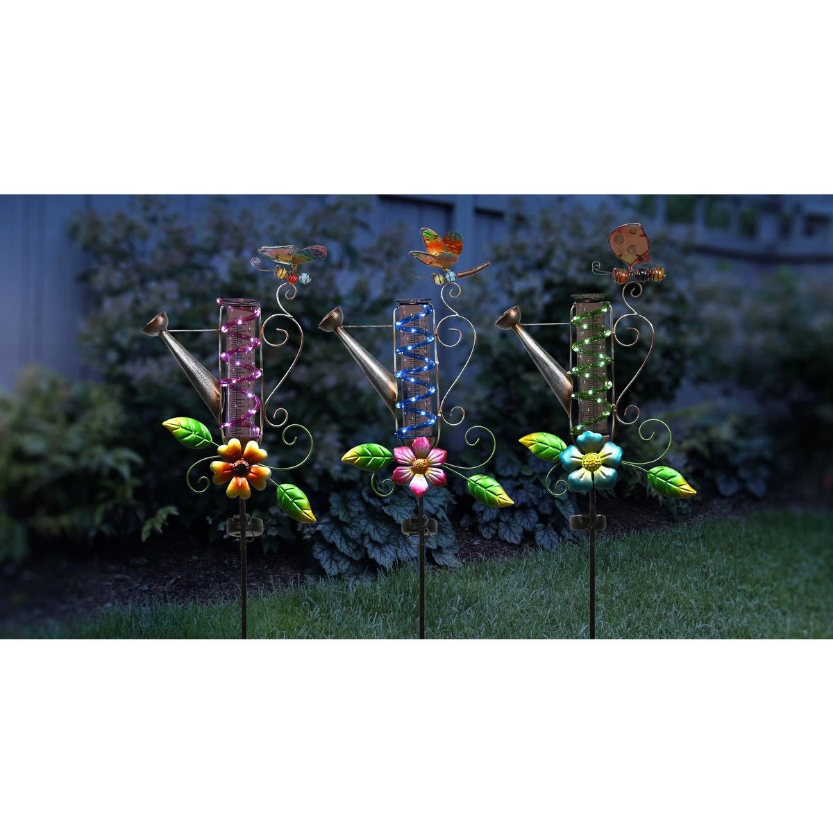 Alpine Solar Watering Can Rain Gauge Garden Stake, Assorted Styles, RGG242A 4 Alpine Solar Watering Can Rain Gauge Garden Stake, Assorted Styles, RGG242A - Image 2