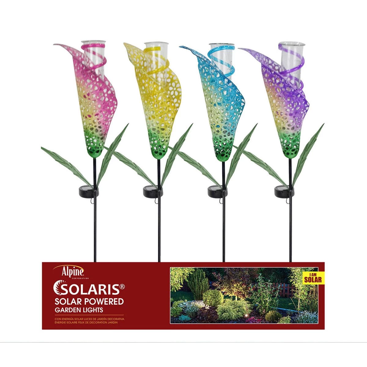 Alpine Solar Calla Lily Garden Stake with LED Lights, Assorted Colors, RGG387A 3 Alpine Solar Calla Lily Garden Stake with LED Lights, Assorted Colors, RGG387A