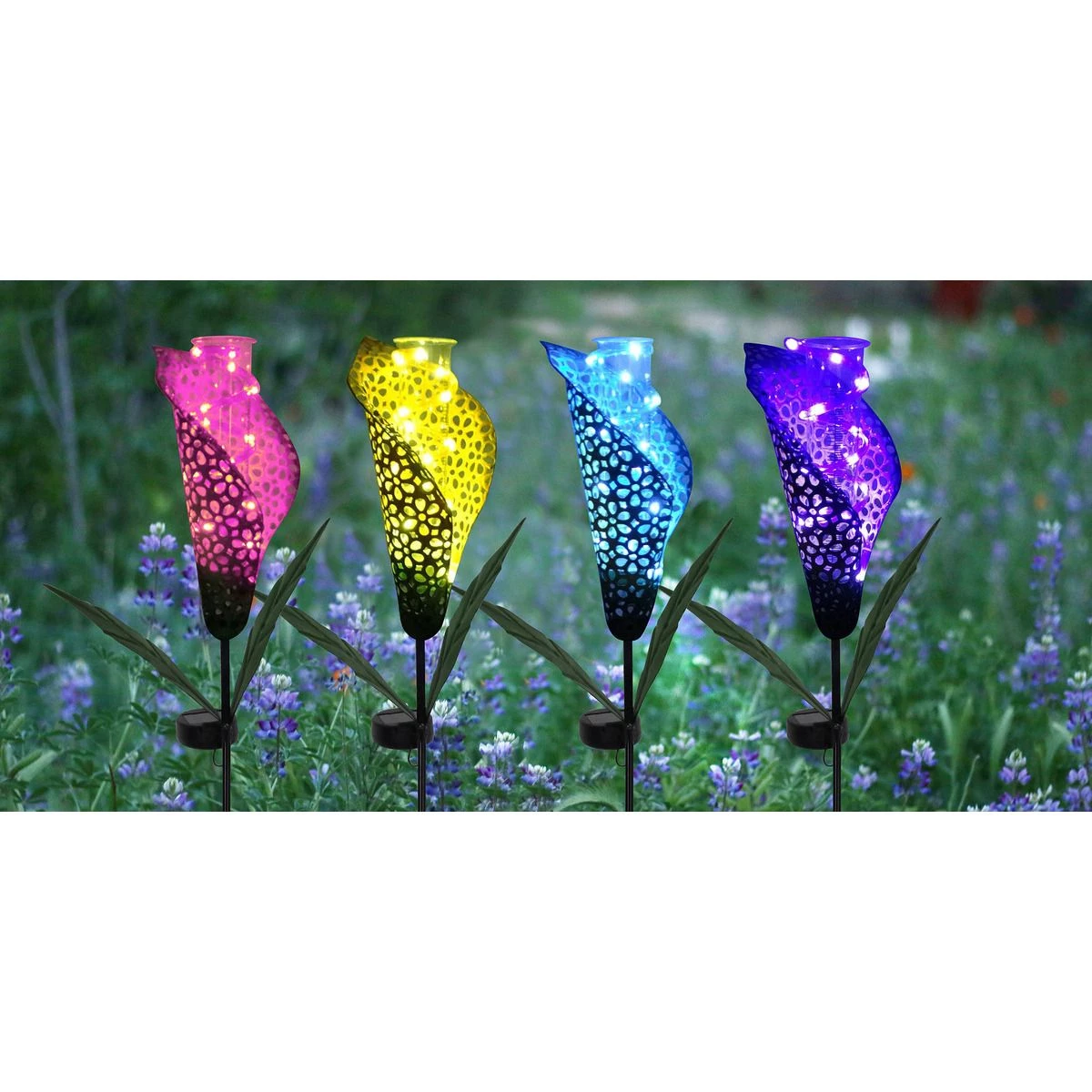 Alpine Solar Calla Lily Garden Stake with LED Lights, Assorted Colors, RGG387A 4 Alpine Solar Calla Lily Garden Stake with LED Lights, Assorted Colors, RGG387A - Image 2