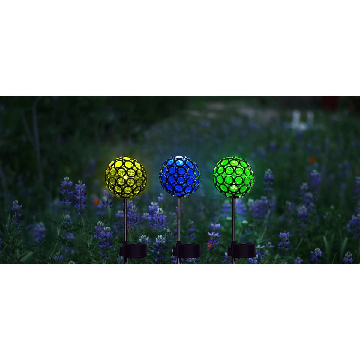 Alpine Solar Ball Garden Stake with LED Light, Assorted Colors, SKY212ABB 4 Alpine Solar Ball Garden Stake with LED Light, Assorted Colors, SKY212ABB - Image 2