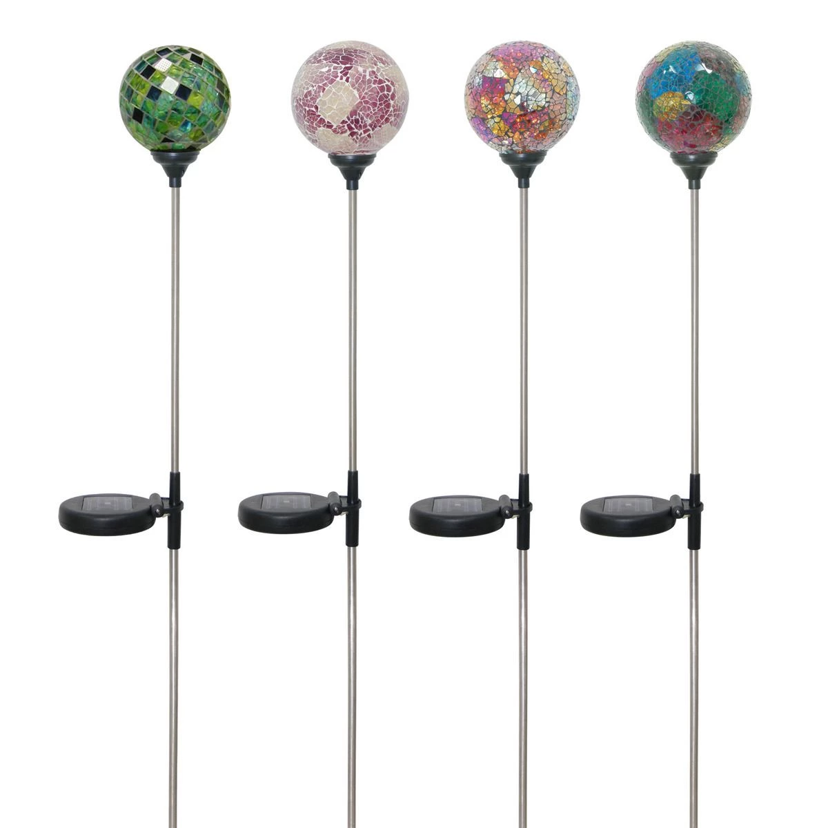Alpine Solar Glass Globe Garden Stakes with LED, Assorted Styles, SLC108A 3 Alpine Solar Glass Globe Garden Stakes with LED, Assorted Styles, SLC108A