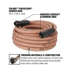 Colors SwivelGrip Garden Hose, 3/4 IN - 11 1/2 IN GHT Fittings, Red Clay, HFZC550TCS, 5/8 IN x 50 FT -Lawn & Garden Store sftp a s assets20220720000000015